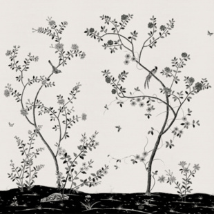Promenade in Antique Bloom on Star Dusk Silk | Phillip Jeffries