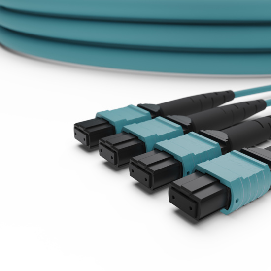 MPO-MPO 48F OM4 Angled Trunk connectors close up