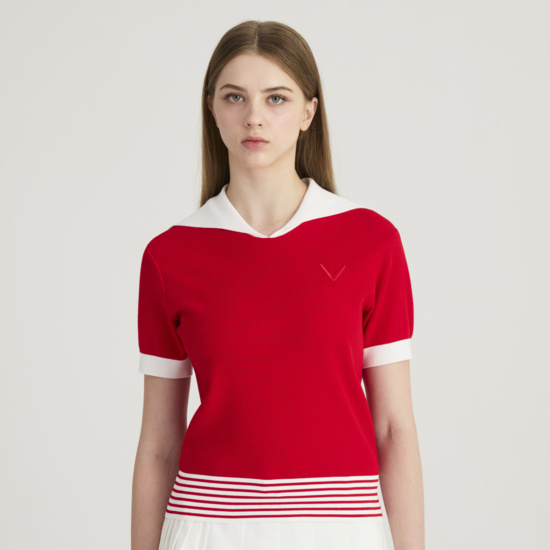 가을 여성 세일러카라 반팔 풀오버