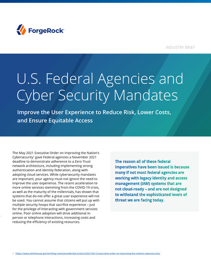 U.S. Federal Agencies and Cybersecurity Mandates: Improve the User Experience to Reduce Risk, Lower Costs, and Ensure Equitable Access