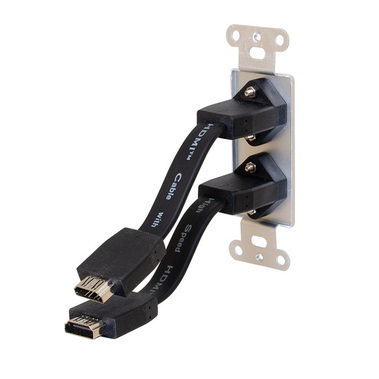 Dual HDMI® Pass Through Decorative Wall Plate Aluminum DisplayPort