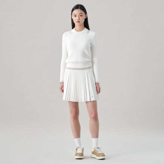 여성 봄 케이블 긴팔니트