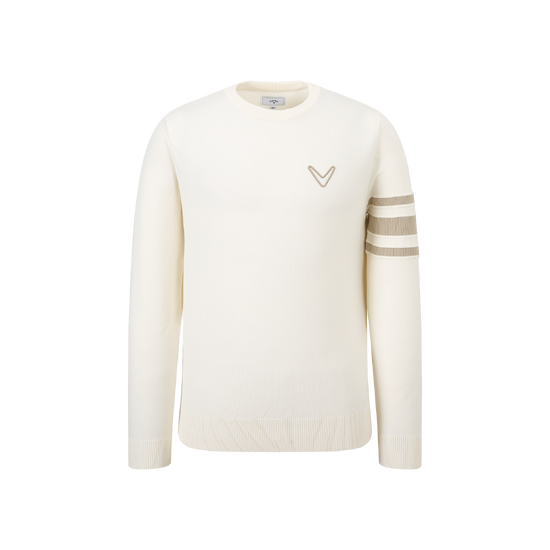 남성 봄 솔리드 소매 포인트 스웨터