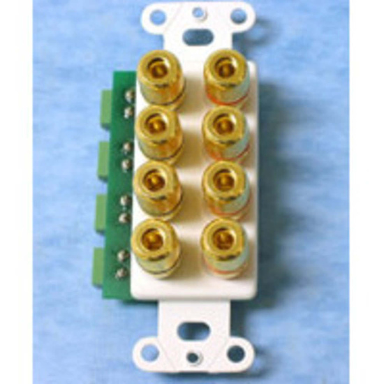 Decorative 4Pair Speaker Wire Binding Posts Wall Plate Insert White