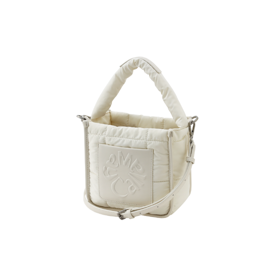 여성 가죽 패치 패딩 미니 토트백