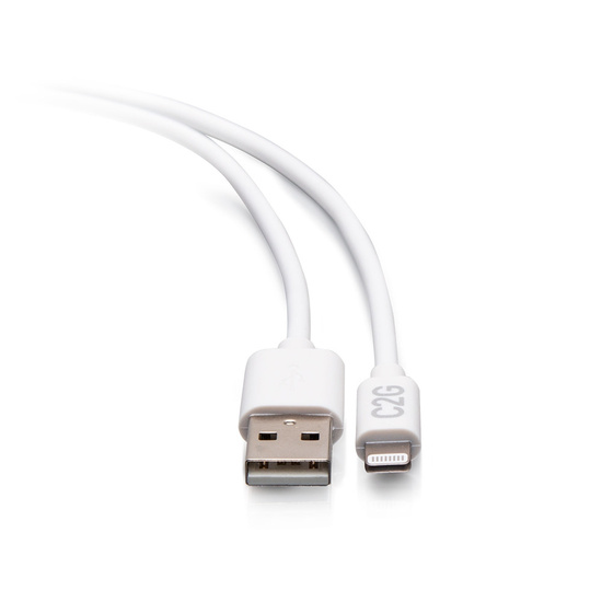 10ft (3m) USBA Male to Lightning Male Sync and Charging Cable White USB for Mobile Devices