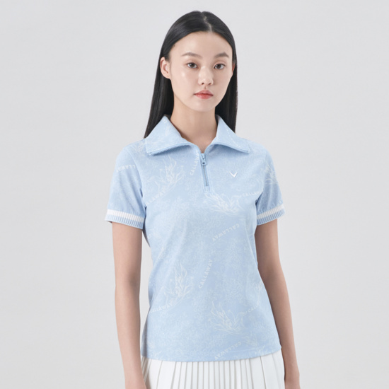 여성 여름 와이드에리 반팔티셔츠