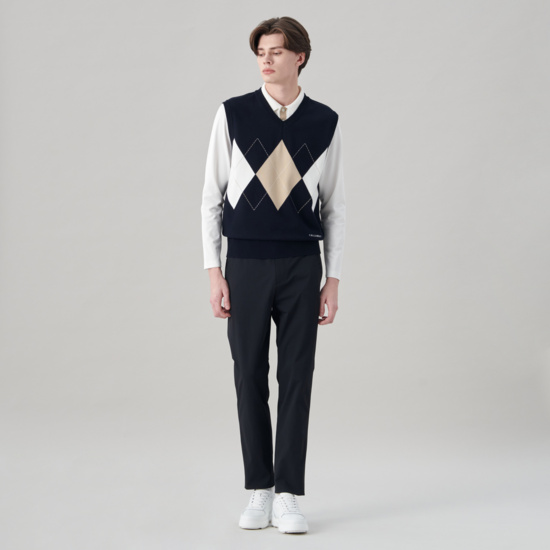 남성 봄 아가일 니트 베스트