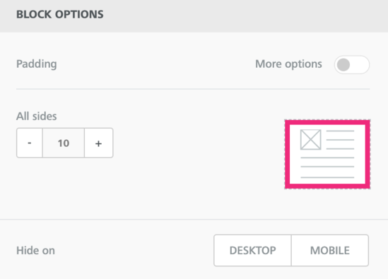 Email Builder - divider - block options