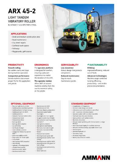 Ammann ARX 45-2 LIGHT TANDEM VIBRATORY ROLLER