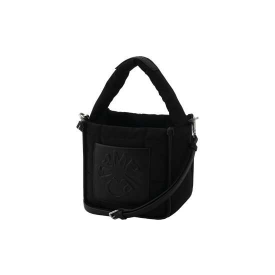 여성 가죽 패치 패딩 미니 토트백