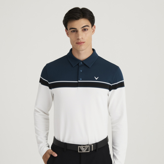 가을 남성 컬러블럭 폴로 티셔츠