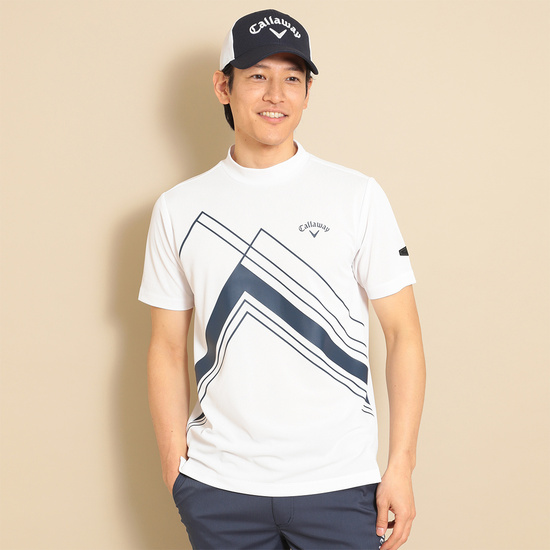 CALLAWAY パワーラインプリントクローズドカノコ半袖モックネックシャツ ※4Lサイズあり（MENS)