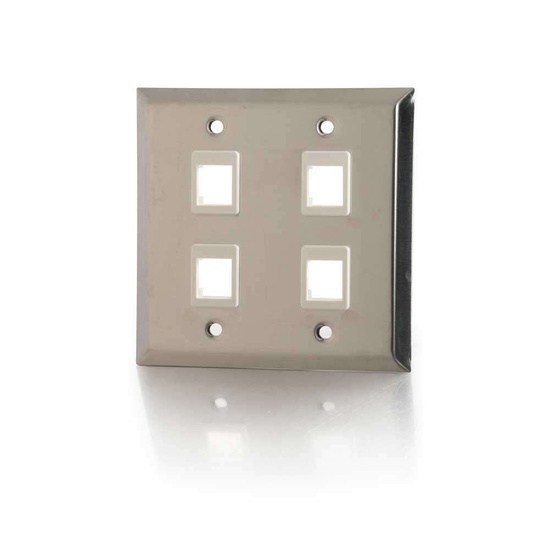 Four Port Keystone Double Gang Wall Plate Stainless Steel Keystone Wall Plates Networking
