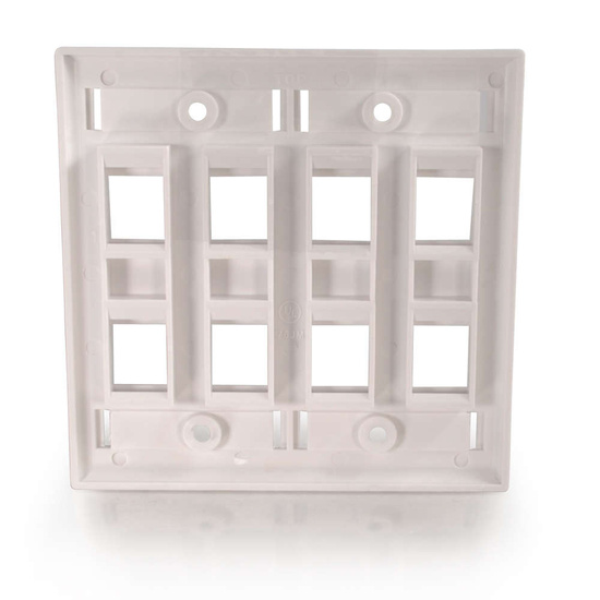 8Port Double Gang Multimedia Keystone Wall Plate White Keystone