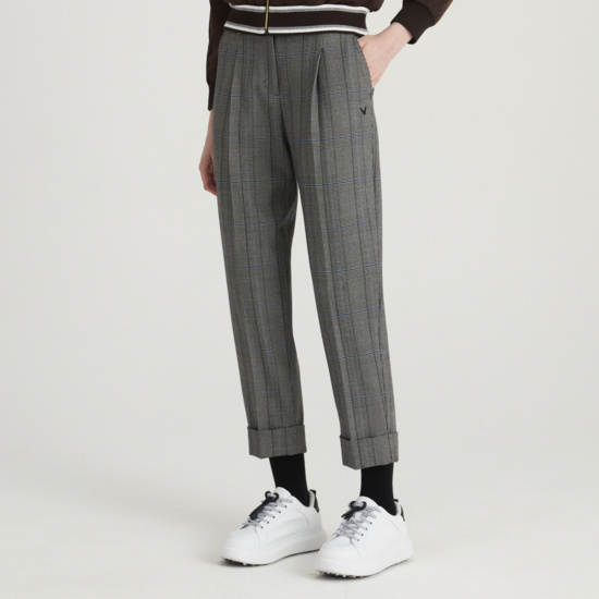 가을 여성 글렌체크 배기핏 팬츠
