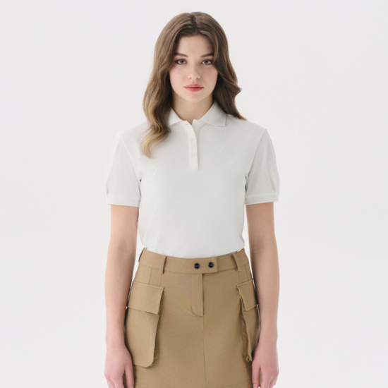 여름 볼륨소매 Y에리 티셔츠