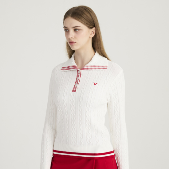 가을 여성 케이블 조직 풀오버