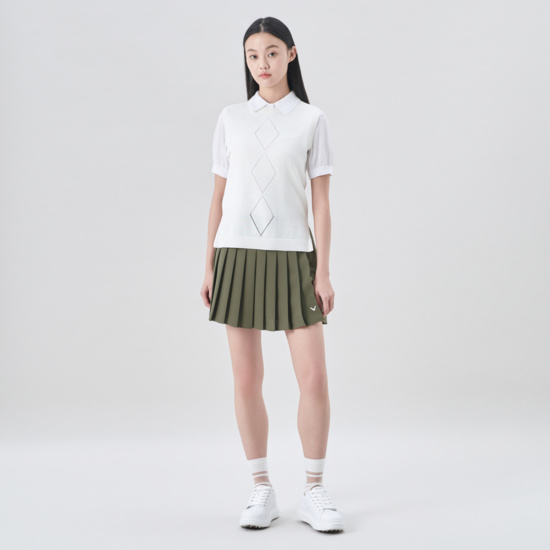 여성 봄 아가일 라운드베스트