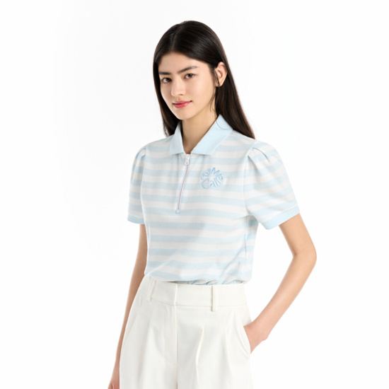 여성 여름 테리 스트라이프 티셔츠