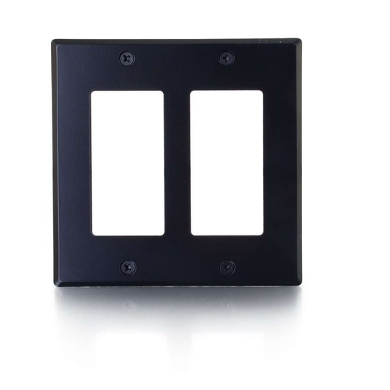 Two Cutout Double Gang Wall Plate Black Covers and Pass Through Wall Plates Networking