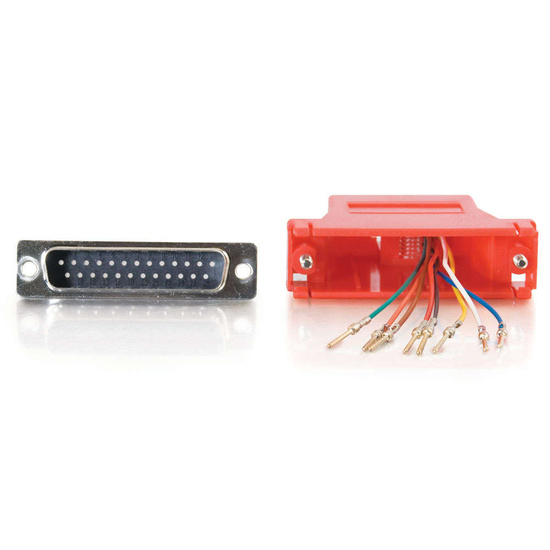 RJ45 to DB25 Male Modular Adapter - Red | Parallel Cables & Devices ...