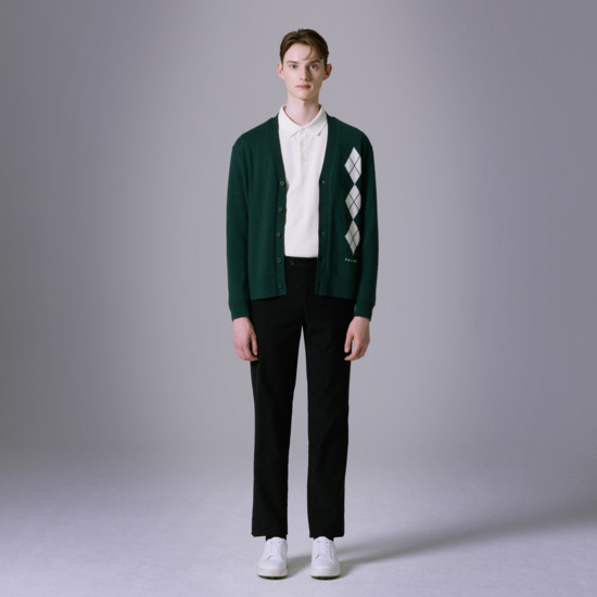 남성  아가일 버튼형 가디건