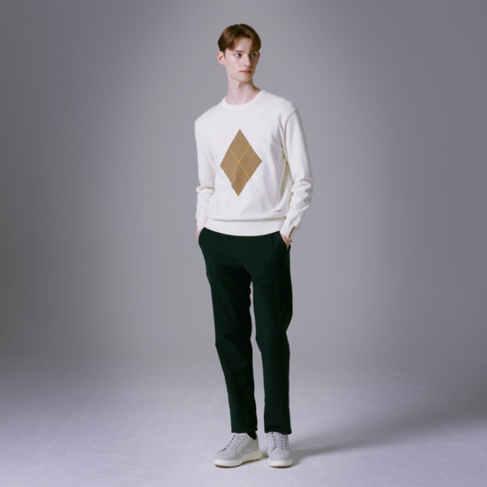 남성  빅 아가일 라운드 스웨터