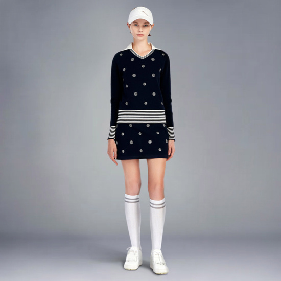 여성 가을 패턴 니트패치 큐롯