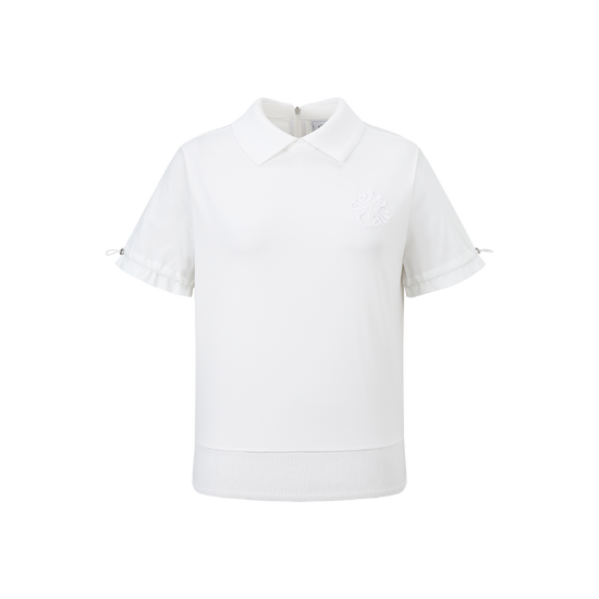 여성 봄 우븐믹스 반팔 티셔츠