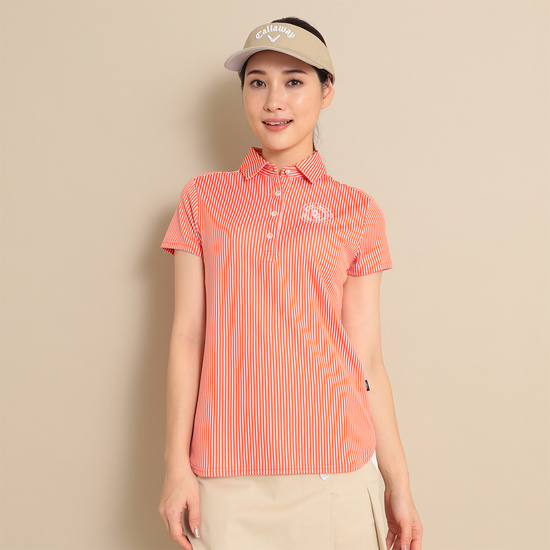 CALLAWAY ストライプジャカード半袖シャツ (WOMENS)