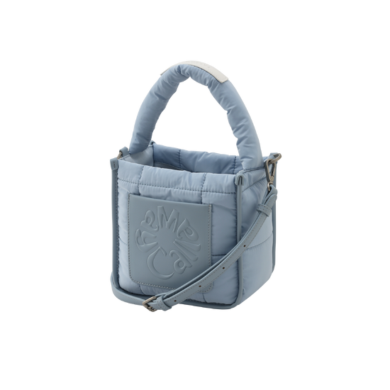 여성 가죽 패치 패딩 미니 토트백