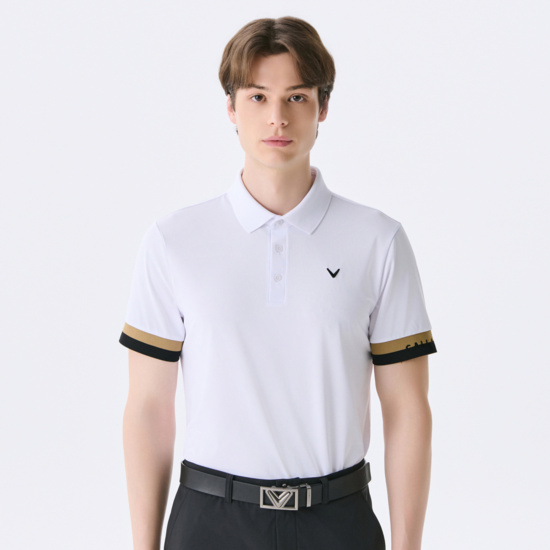 여름 냉감조직 배색 Y에리 반팔 티셔츠