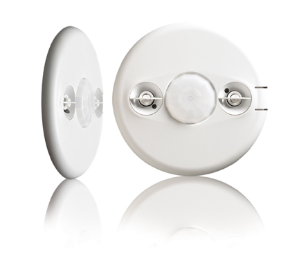 Front and side of Dual Tech Occupancy Sensor, center mount 360 degrees
