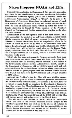 Article with headline "Nixon Proposes NOAA and EPA"