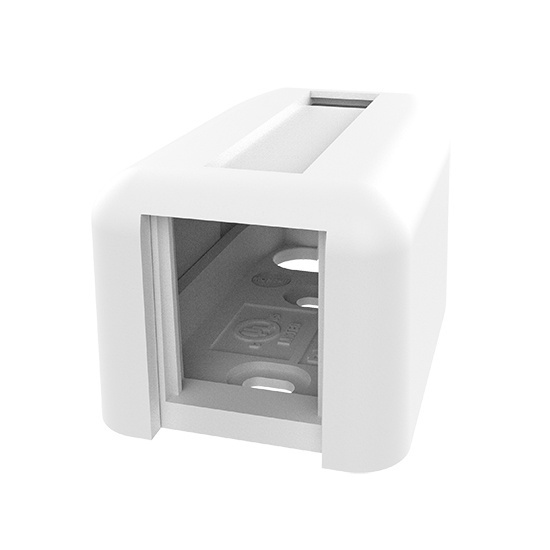 TRACJACK PLASTIC SURFACE MOUNT BOX FOR ONE 1 UNIT MODULE SINGLE SIDED WITH COVER, WHITE