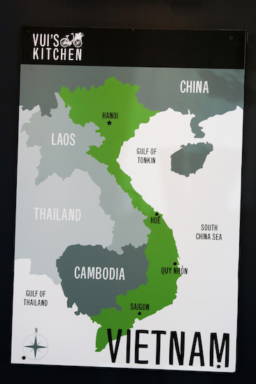 A map of Vietnam at Vui's Kitchen