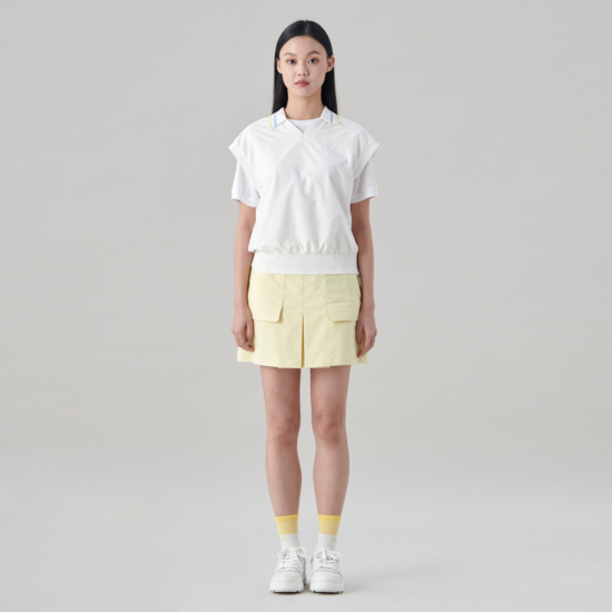 여성 봄 오픈에리 우븐베스트