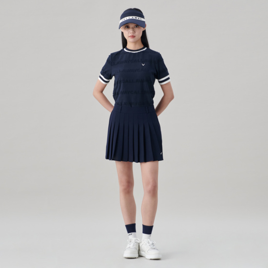 여성 봄 간격믹스 플리츠스커트