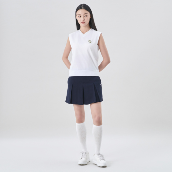 여성 여름 V넥 슬리브리스