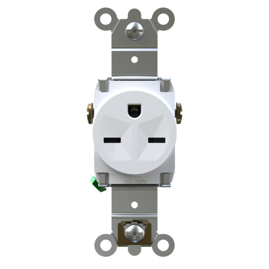 250V Tamper Resistant Heavy Duty Spec Grade Single Receptacle 15A