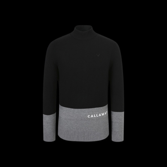 남성 컬러블럭 하이넥 스웨터