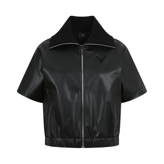 여성 프리미엄라인 비건레더 반팔 점퍼