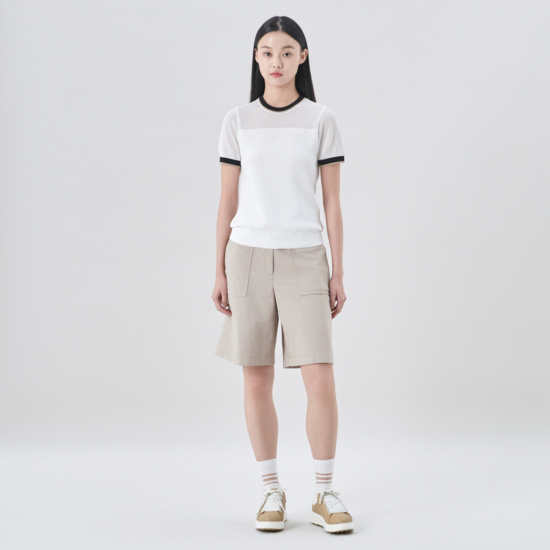 여성 봄 와이드 버뮤다팬츠
