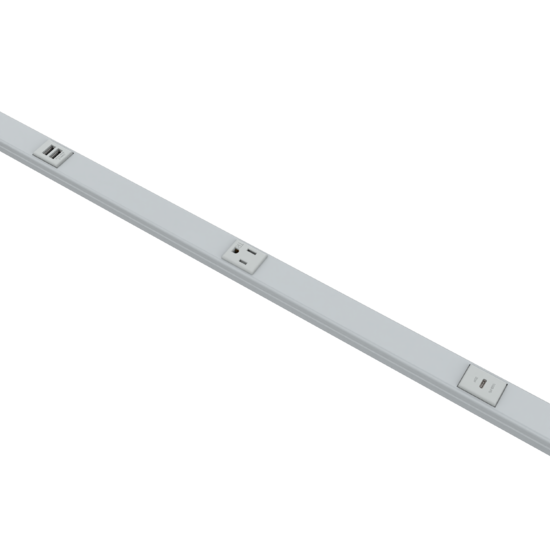 5' Plugmold Multioutlet System with USBC and USBA, Gray Plugmold