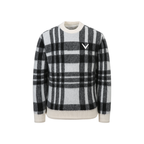 남성  체크 라운드 방풍스웨터