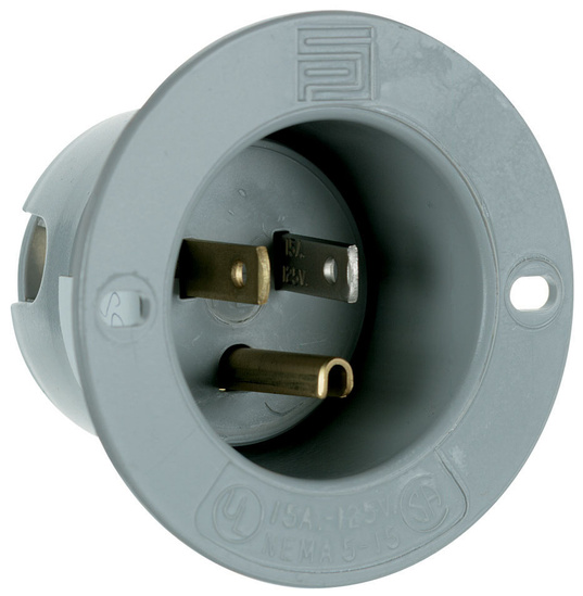 Flanged Inlet, Gray | Straight Blade | Plugs and Connectors | Wiring ...