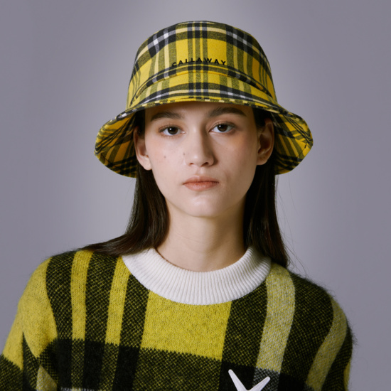 여성 빅체크 버킷햇