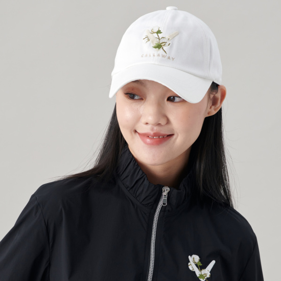 여성 플라워 자수 볼캡
