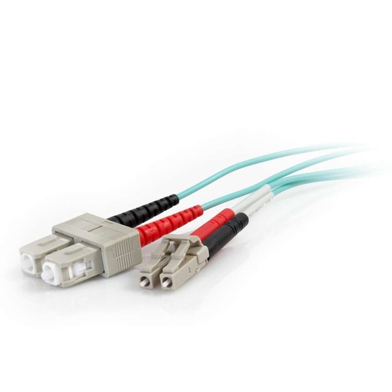 19.7ft (6m) LCSC 50/125 OM4 Duplex Multimode PVC Fiber Optic Cable (TAA Compliant) Aqua 50/
